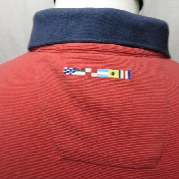 Nautica Red Navy Blue Aqua Color Block Polo Shirt L - Picture 5 of 11